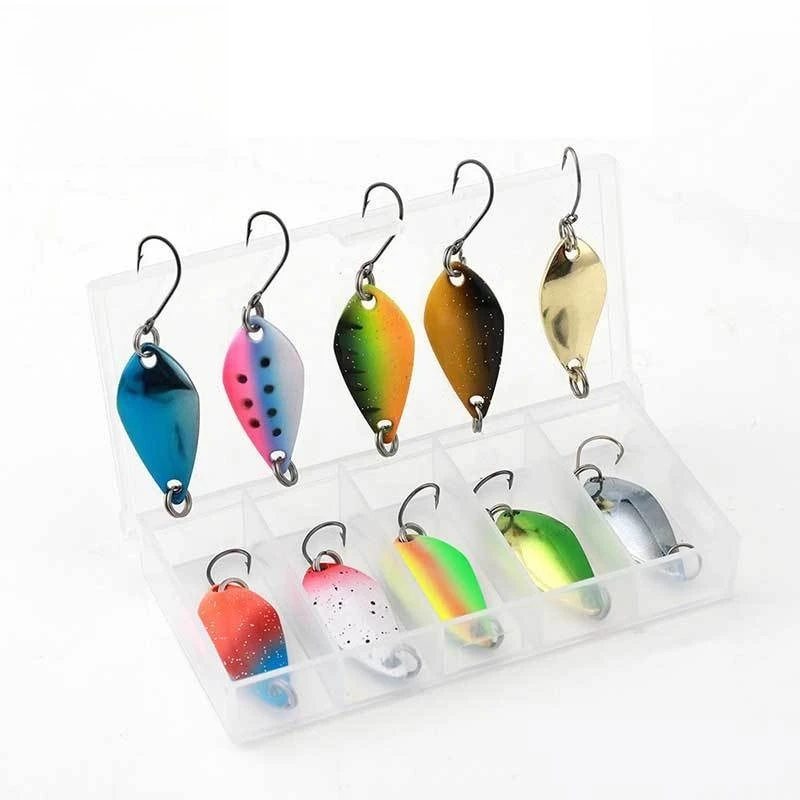 Makou Sequins Cross-border Foreign Trade Hot-selling 10pcs/box Set Spoon-type Sequins Luya Bait Perch Metal Bait