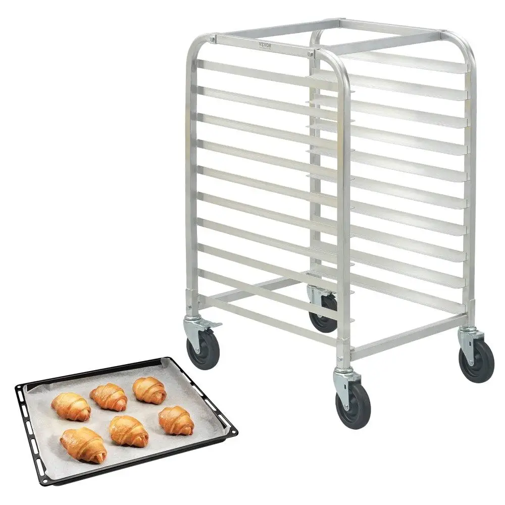 

Commercial Bakery Rack 10 Tier Aluminum Racking Trolley with Brake Wheels for half Full Sheet Pan for kitchen Home Use Speed