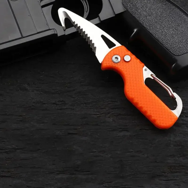 Coltello pieghevole portatile Coltello per pacchi espresso Taglierina per gancio seghettato in acciaio inossidabile Apriscatole per attrezzi di sopravvivenza da campeggio all'aperto