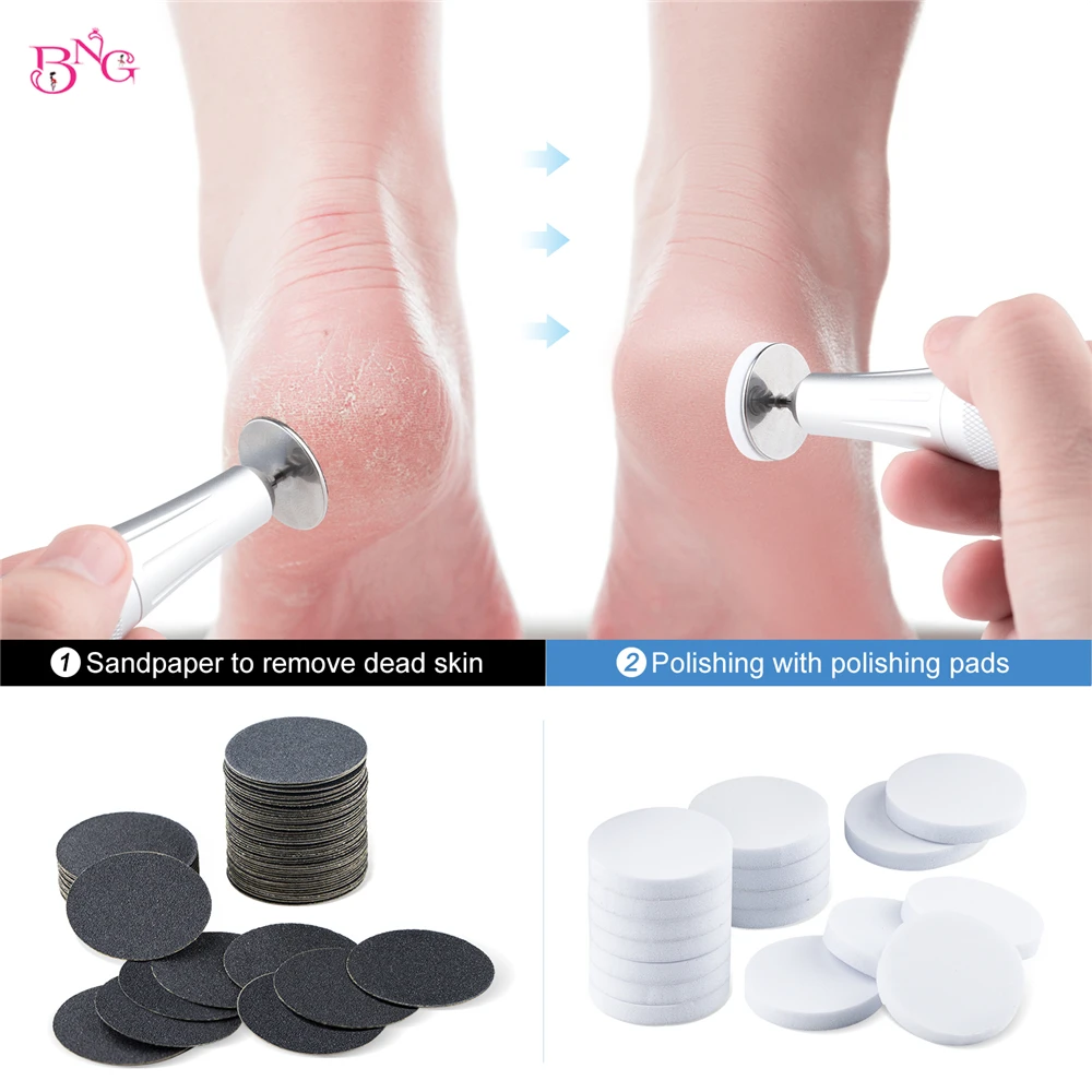 BNG 50Pcs Nail Buffing Disc Self-Adhesive Replaceable Sandpaper Polishing Files Sanding Pads Pedicure Shiner Tools for 25mm Disc