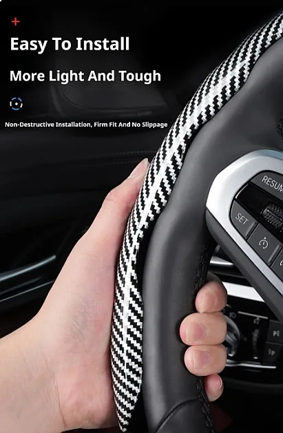 Suitable for Zeekr Carbon Fiber Steering Wheel Cover Quick-Release Durable Black Blue Red White Silver Car Accessories