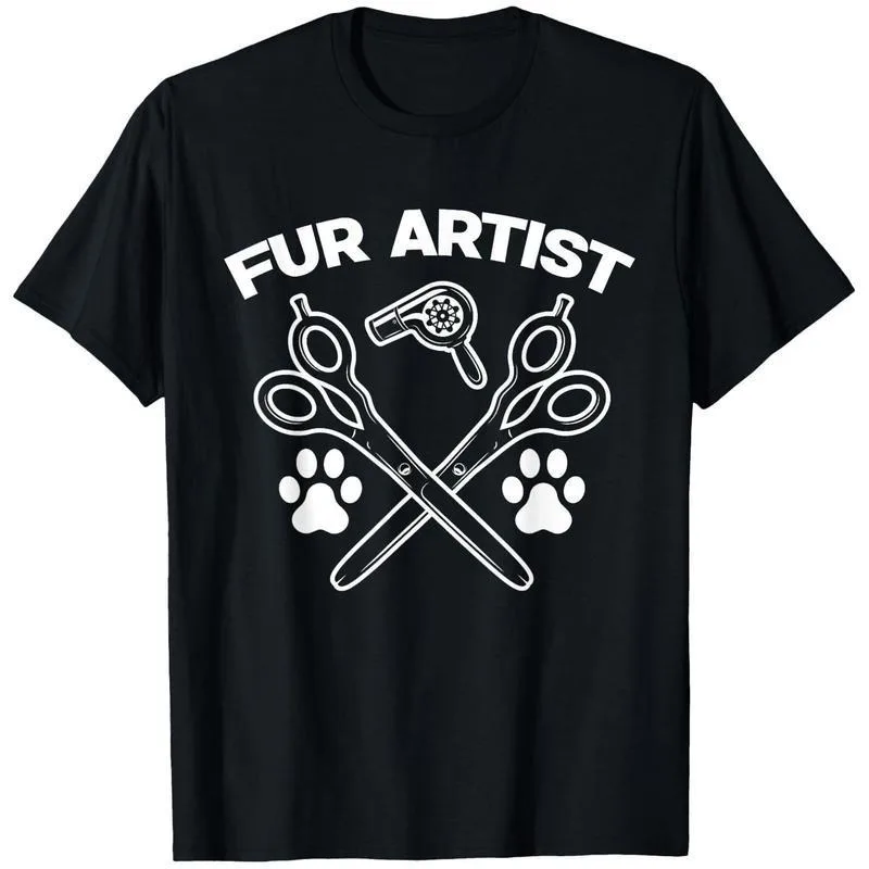 

Fur Artist Dog Groomer Casual T-Shirt - 100% Cotton Fabric, Crew Neck, Slight Stretch, All-Season Comfort, Patterned Graphic Tee