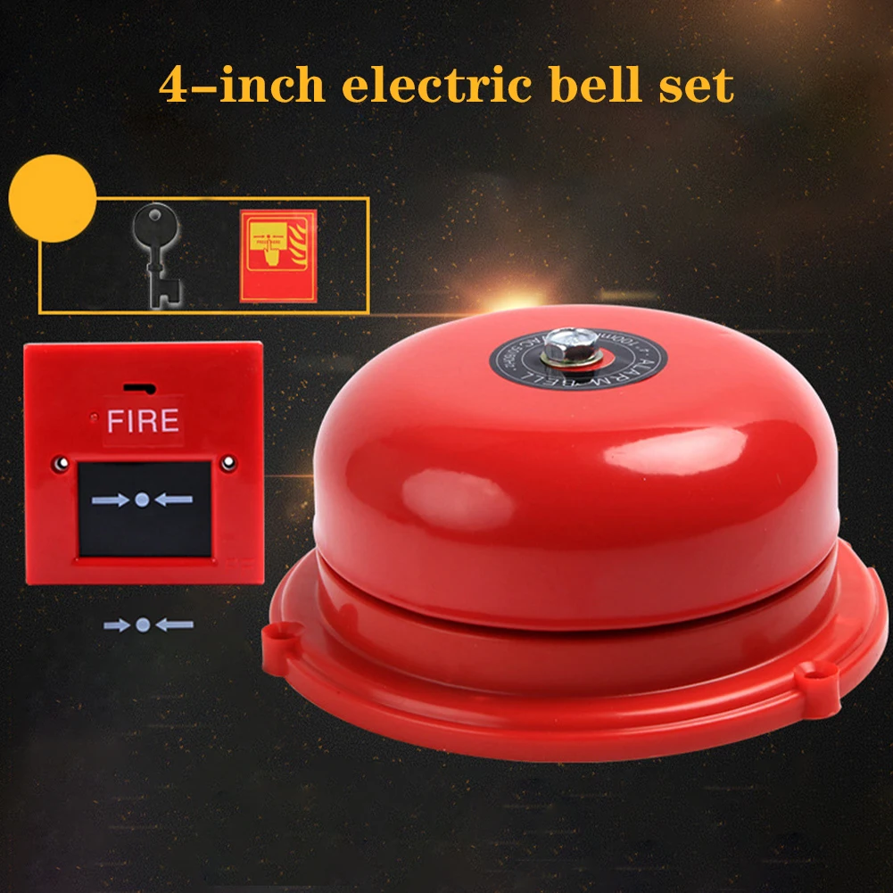 High Volume Electric Bell Copper Dual Coils Ringing Bell Multi Purpose Signal Bell 220V For Fire Alarm Emergency Evacuation