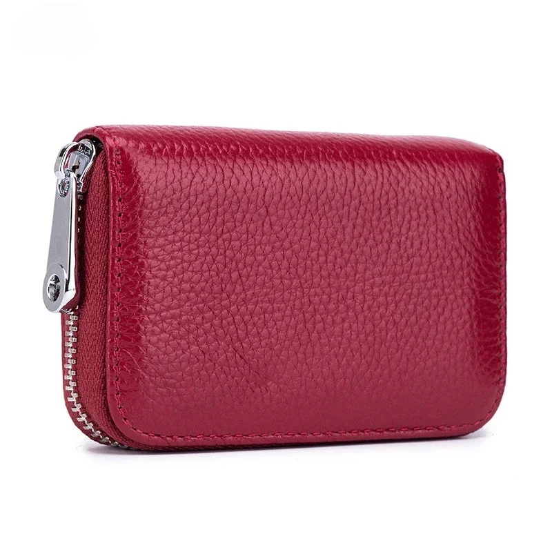 Portefeuille en cuir véritable pour hommes et femmes, porte-monnaie, pochette en poudre, porte-cartes d'identité, porte-cartes de crédit, porte-badge, étui à cartes