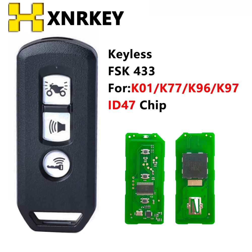 

XNRKEY 3B Remote Smart Key ID47 433Mhz for Honda K35V3 ADV SH 150 Forza 300 125 PCX150 2018 Motorcycle Scooter K01 K77 K96 K97