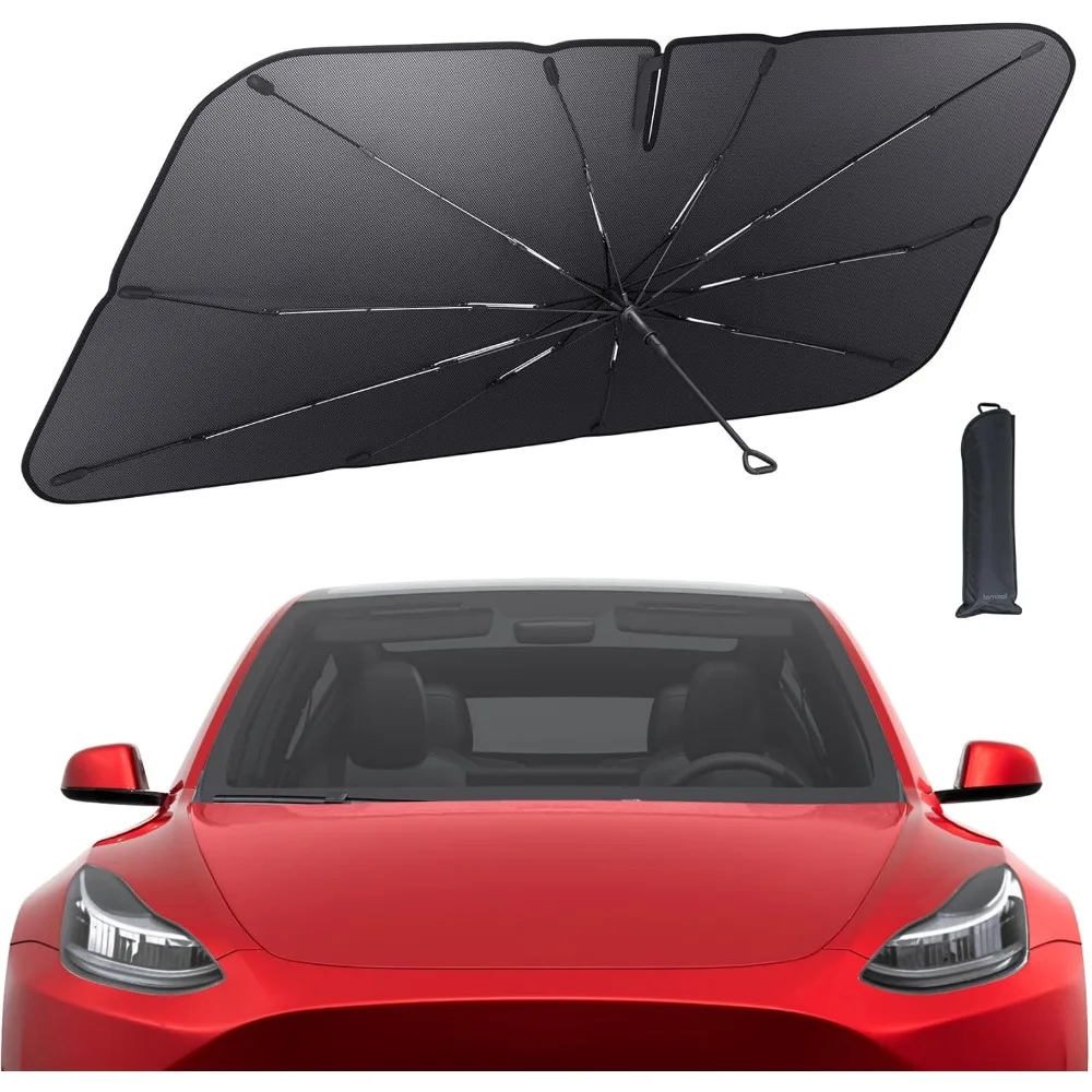 

Tesla Model 3/Y Windshield Sunshade - 2025 Upgrade Foldable Sunshade Umbrella, 5-Layer UV Block, 10-Rib Frame, Fits Tesla Model