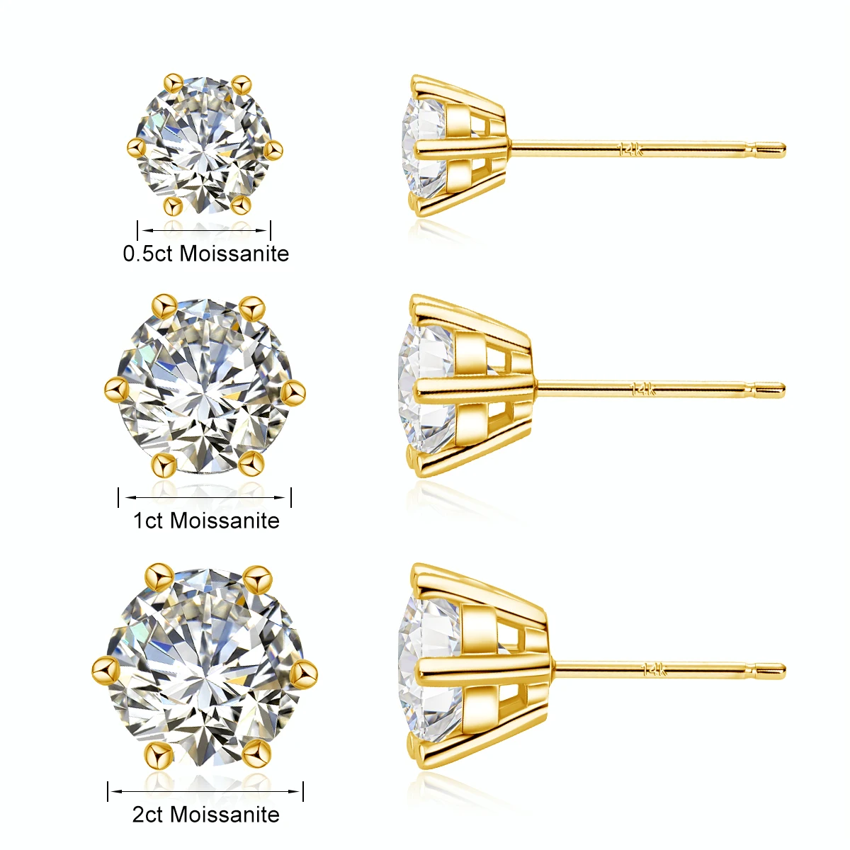 Recommend Classic Six Claw Real 14k Gold Stud Earrings for Women  Unisex AU585 Original Certificate Fine Jewelry Anniversary