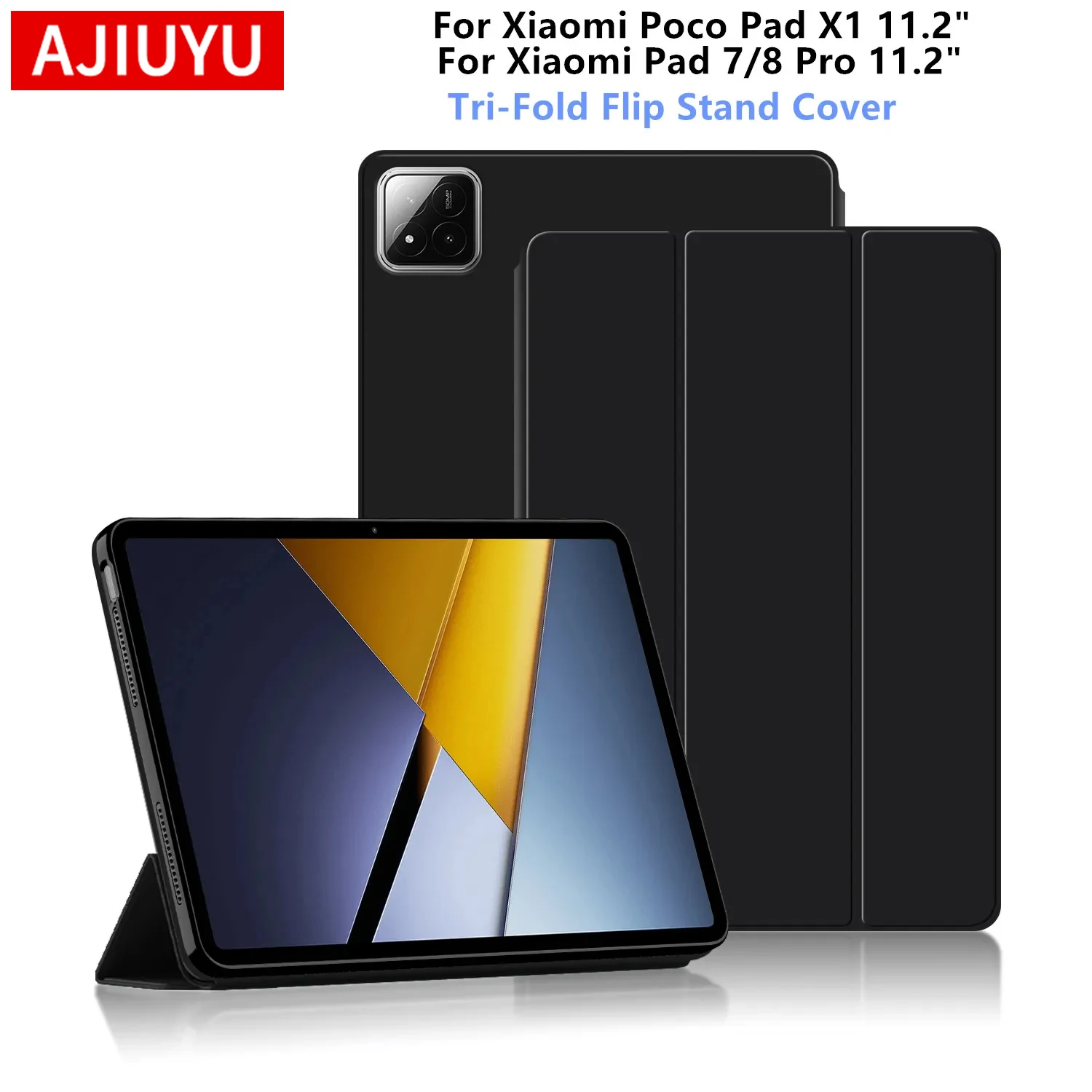 

For Xiaomi POCO Pad X1 Case 11.2" Trifold PU Leaher Soft Back Stand Cover For Xiaomi Pad 7 8 MiPad 7 Pro 11.2" Tablet Case Funda