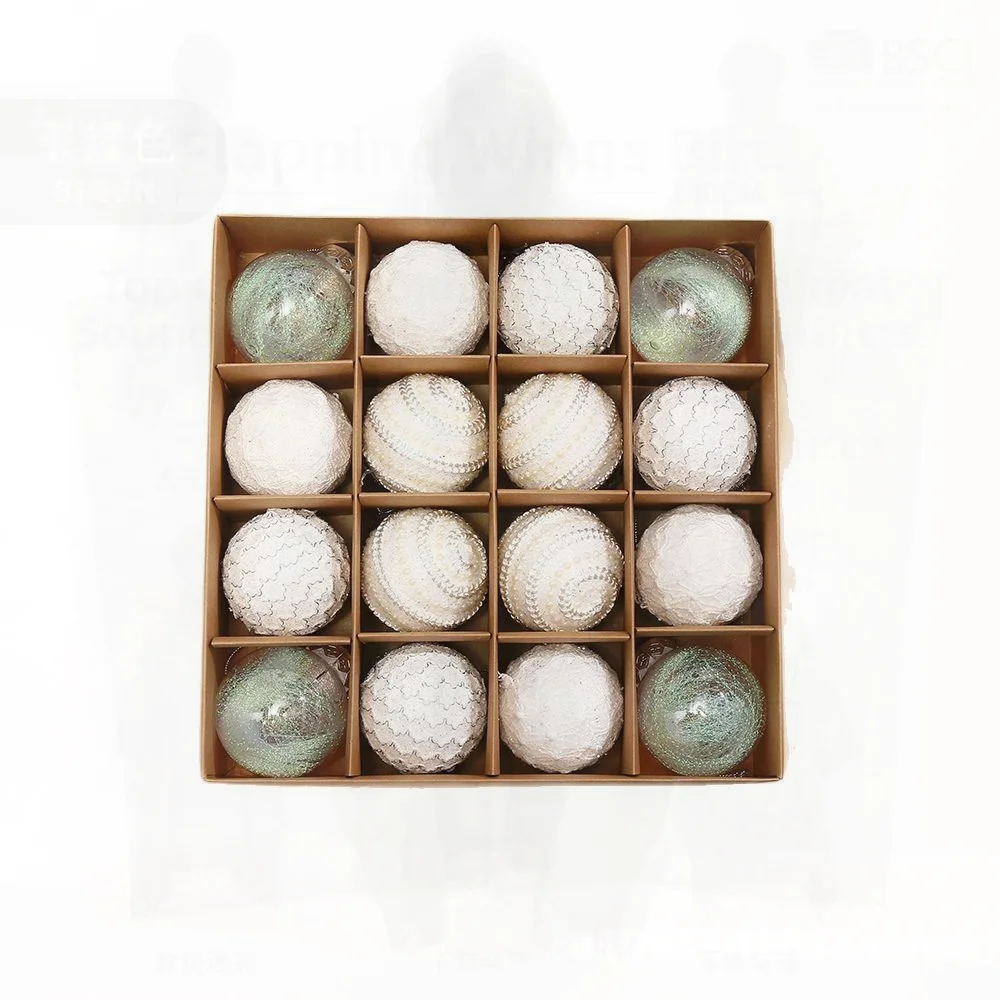 

6cm 16pcs Christmas Ball Ornaments Set Modern Minimalist Handcrafted Decorations for Tree Scene Arrangement White Silver Red
