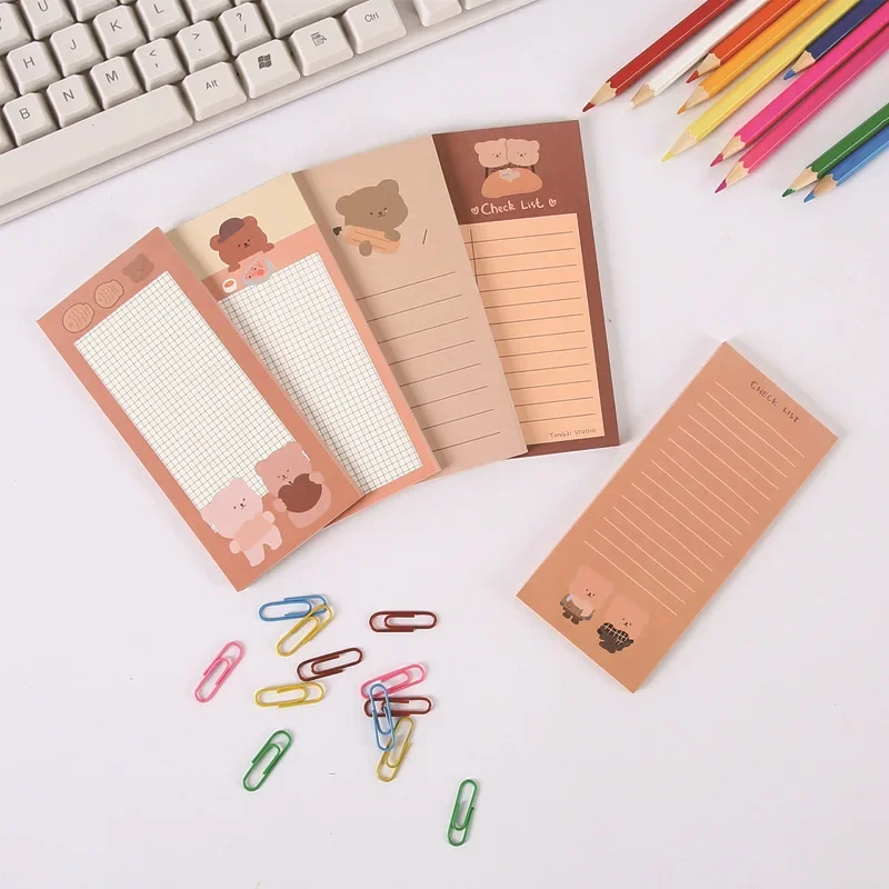 20Pcs Wholesale cute bear sticky note book, student message book, carry note sticker long note book with you