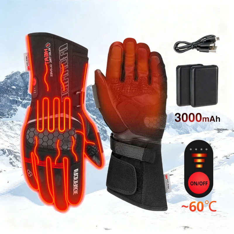 

Touchscreen Electric Heated Gloves USB Rechargeable Waterproof Thermal For Motorcycle Bicycle Ski