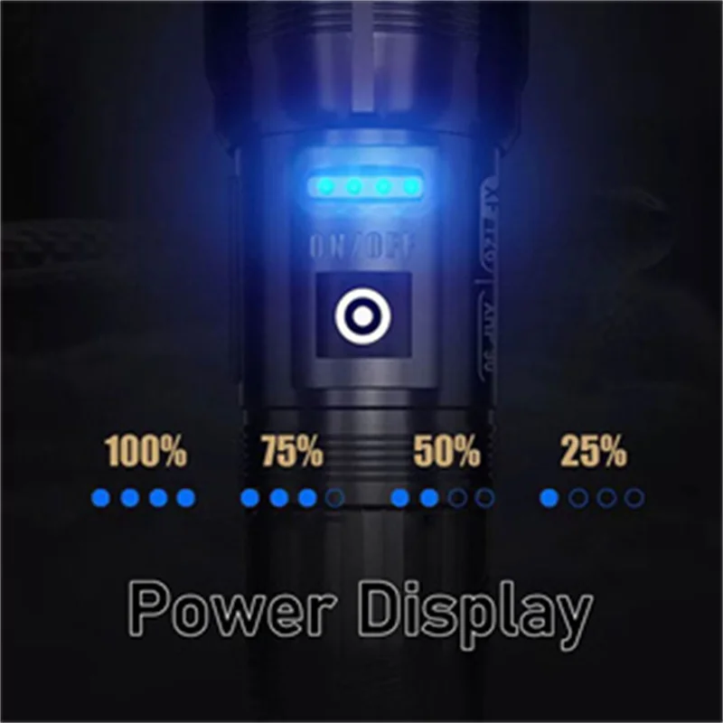 2000Meters 36Cores XHP360 Powerful Flashlight 26650 USB Rechargeable Flash Light Zoomable Tactical Torch LED flashlight Lantern