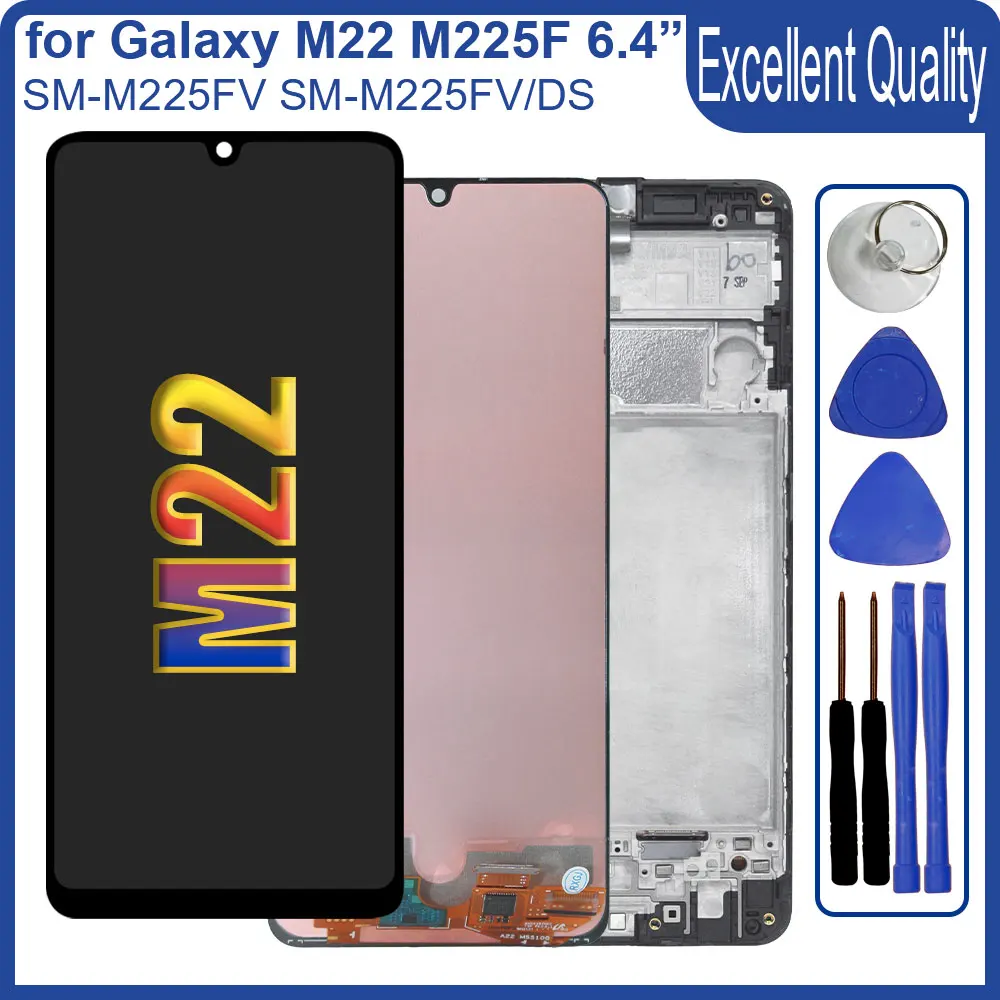 

OLED LCD for Samsung Galaxy M22 M225FV LCD Display Touch Screen Digitizer With Frame for Samsung M225 M225FV LCD Replacement