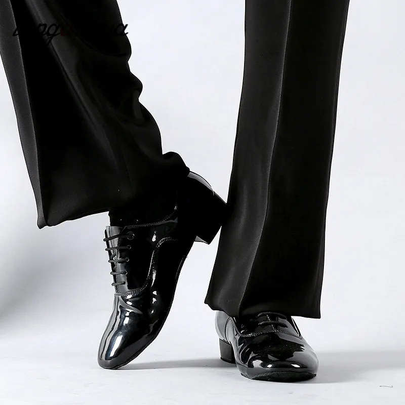 Chaussures de danse latine en cuir pour hommes, chaussures de salle de Rhmodernes, talons carrés, salsa et tango, adultes et enfants, fête pour
