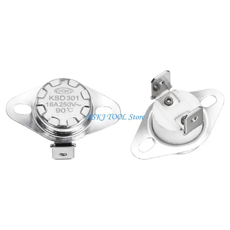 L8RC 90C Thermals Control Switches 250Volt 16Amp Normally Closed Bimetal Disc Structure Easy Flanges Installation for Appliances