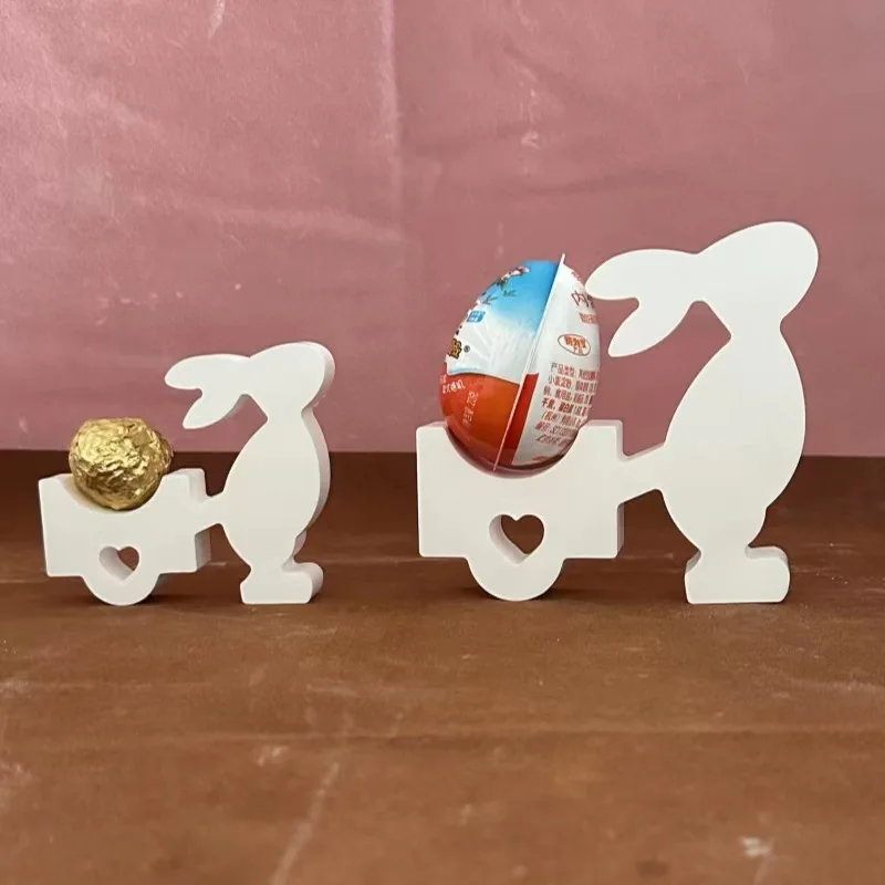 Easter Rabbit Cart Ornaments Silicone Mold DIY Cement Gypsum Clay Pouring Epoxy Resin Mold Love Rabbit Mold Holiday Decoration