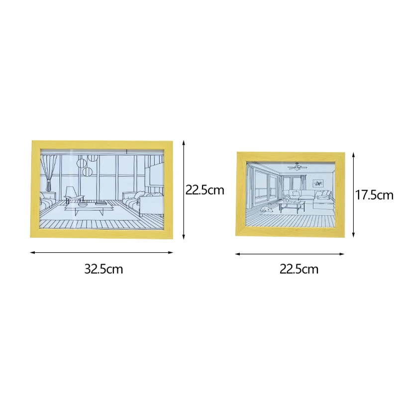 INS Style Light Deco Painting LED Modern USB Plug-In Model Wall Artwork, interior, luz solar, ventana, marco de fotos de madera, lámpara de pared cálida