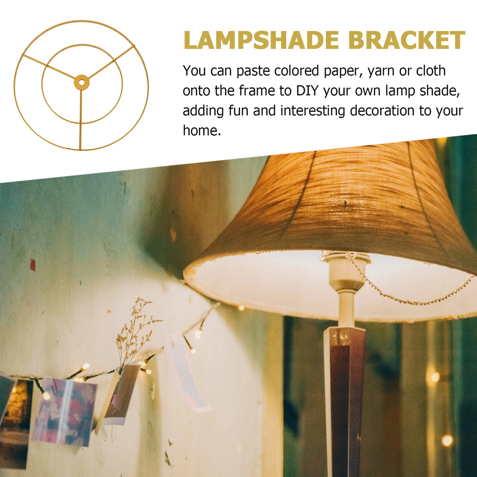 E27 إطار الثريا لتقوم بها بنفسك عاكس الضوء حامل مادة حديدية قوية ديكور المنزل عاكس الضوء قوس إطار ضوء السقف #1