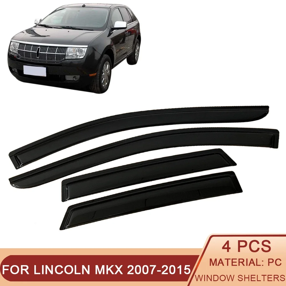 For Lincoln MKX 2007-2015 Auto Side Window Wind Deflectors Visors Black Rain Guard Door Visor Vent Shades Dark Smoke Ventvisor