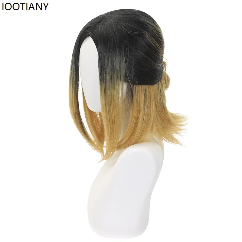 CosplayHalloween أنيمي كينما كوزومي شعر مستعار تأثيري شقراء مصبوغ أسود محاكاة مقاومة للحرارة الشعر الاصطناعية عطلة حفلة نصف Ti