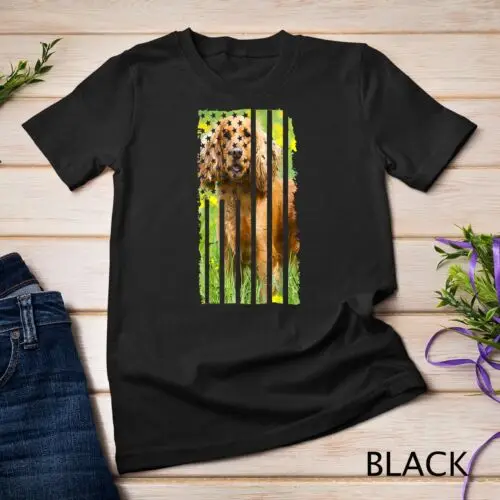 Cute Cocker Spaniel Dog Picture Puppy American US Flag Gift Unisex T-shirt