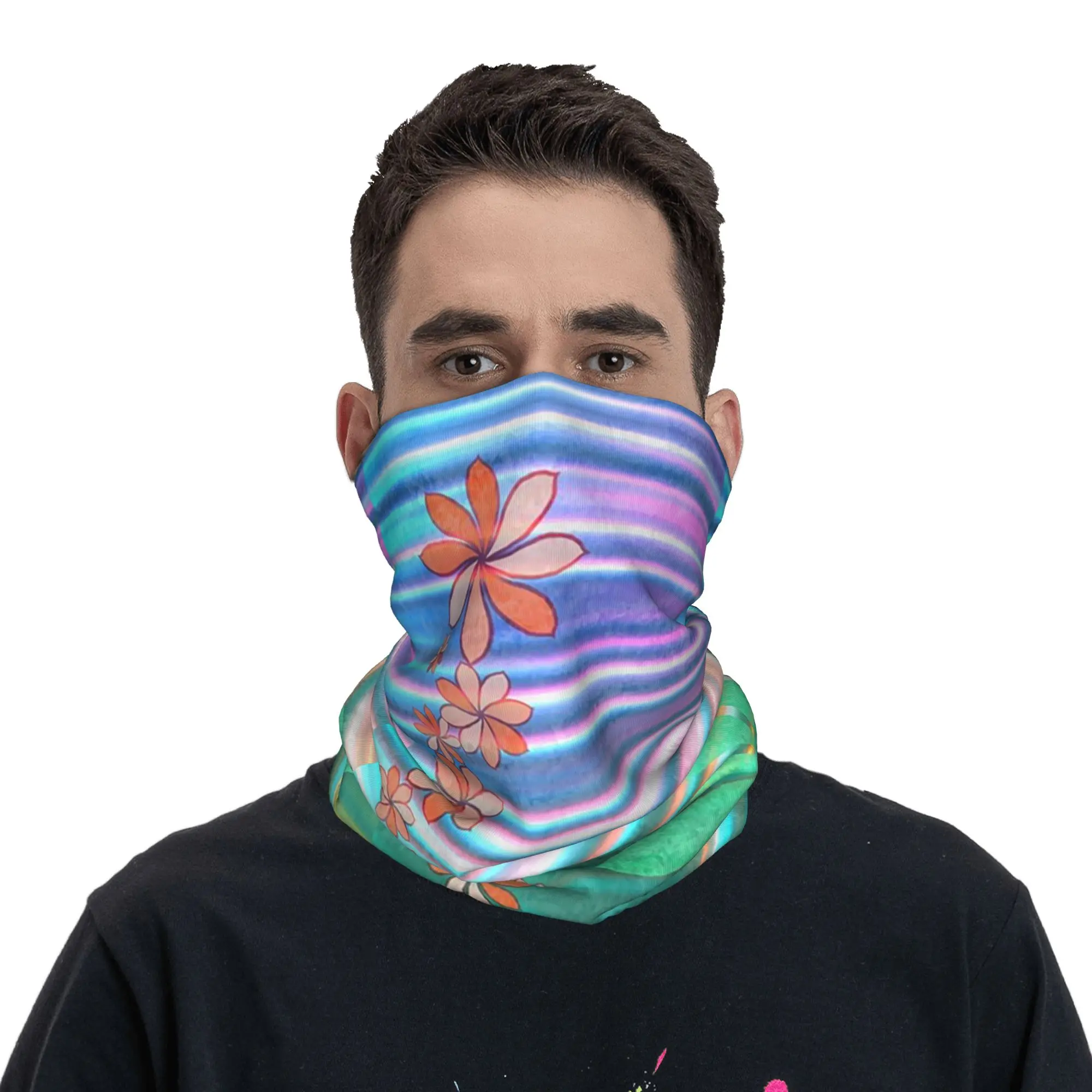 Samoan Tiare Ocean Sunset Bandana Neck Cover Printed Face Scarf Multi-use Headband Riding Unisex Adult