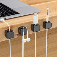 24pcs Magnetic Cable Holder Square Cable Organization Mini Magnetic Cable Clips Self-Adhesive Adjustable Cable Holder Wire Keepe