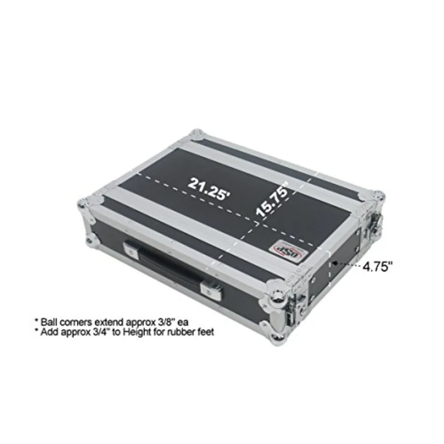 2-Space Effects Rack ATA Road Case 10 غلاف صلب متين أسود عميق مع امتصاص الصدمات ومزالج آمنة