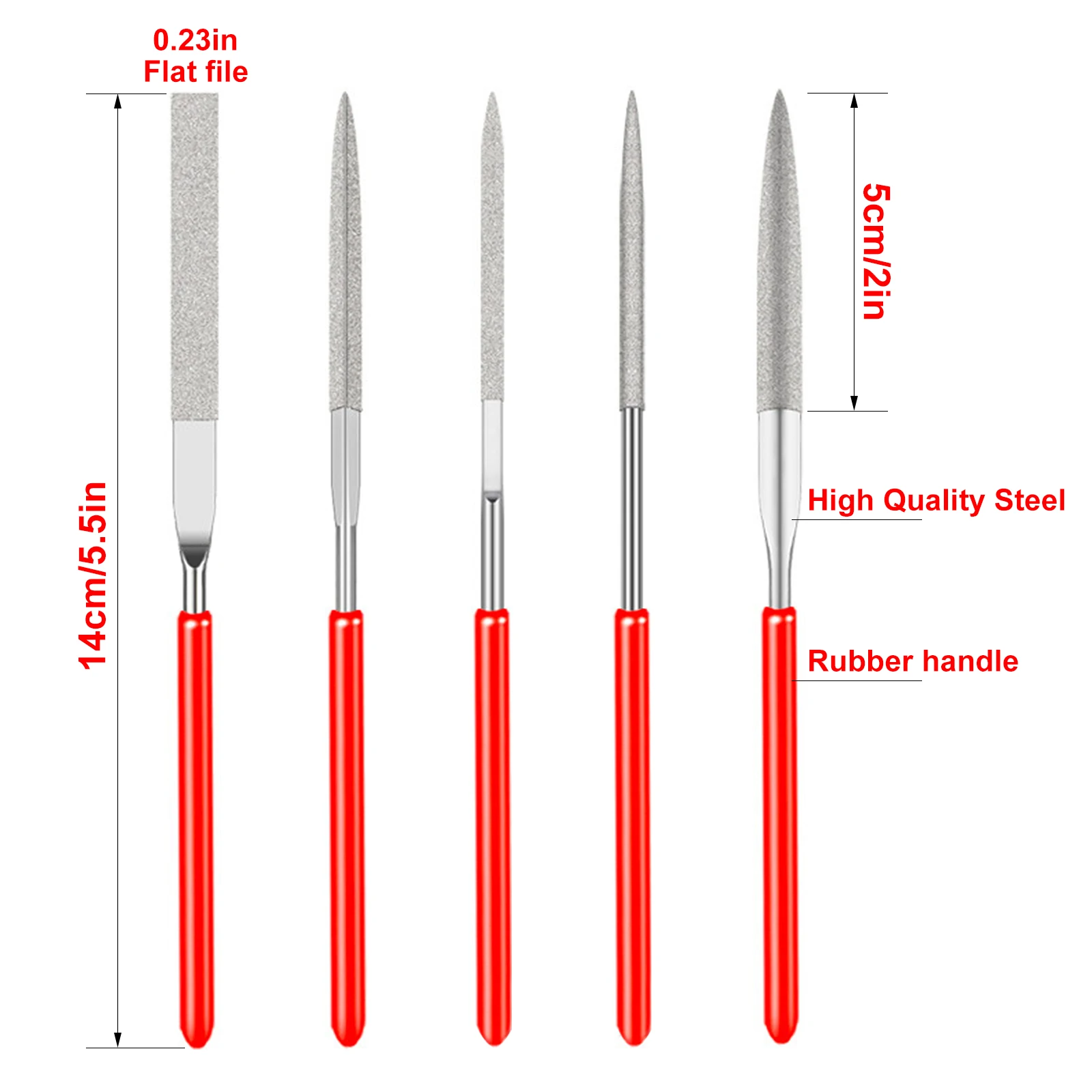 5Pcs DIY Crafts Diamond File Set Abrasive Special Shaped Grinding Files Non-Slip Handle Multifunctional Polishing Carving Tool