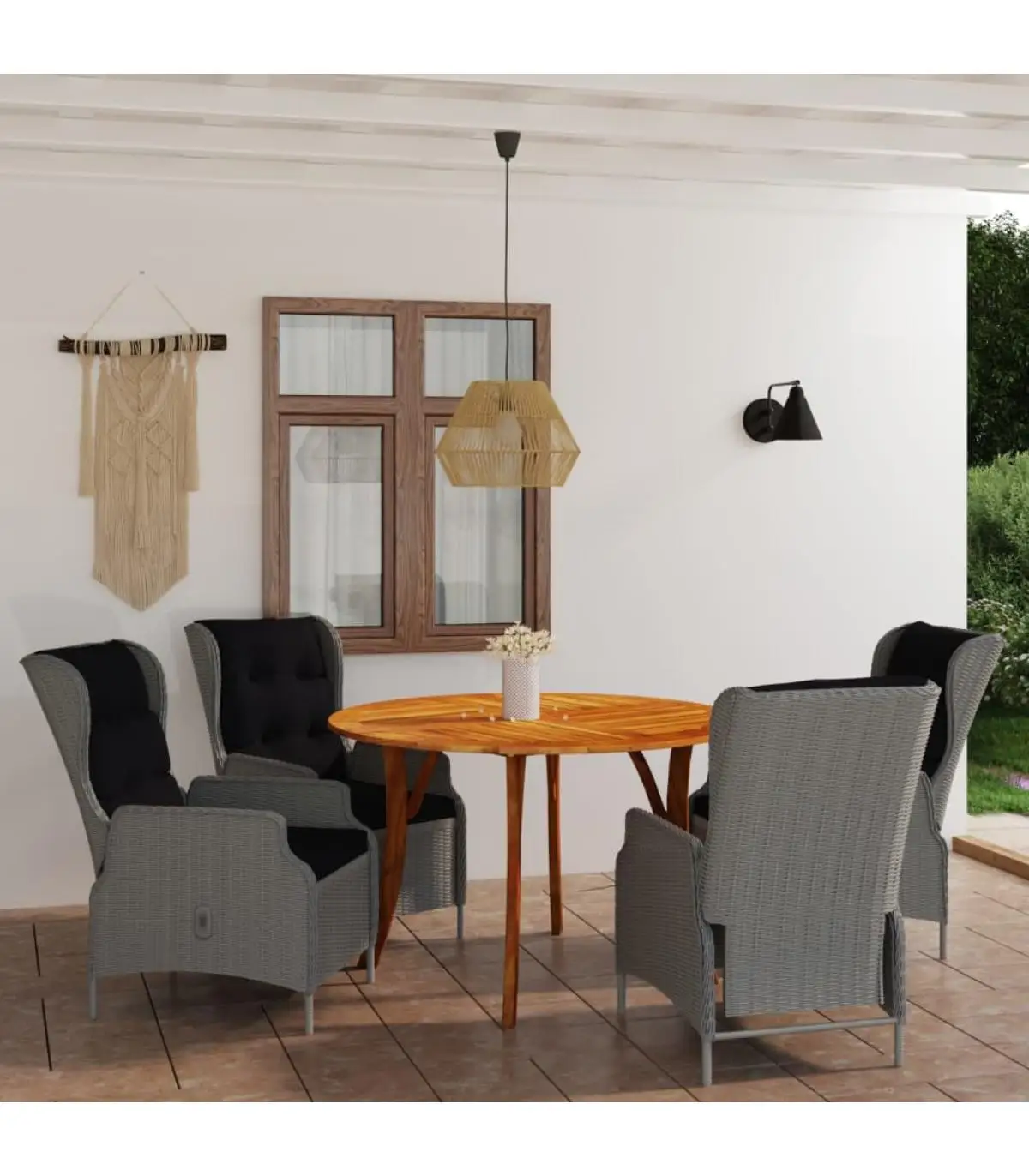 Garden sets Light Gray 5-piece garden dining set