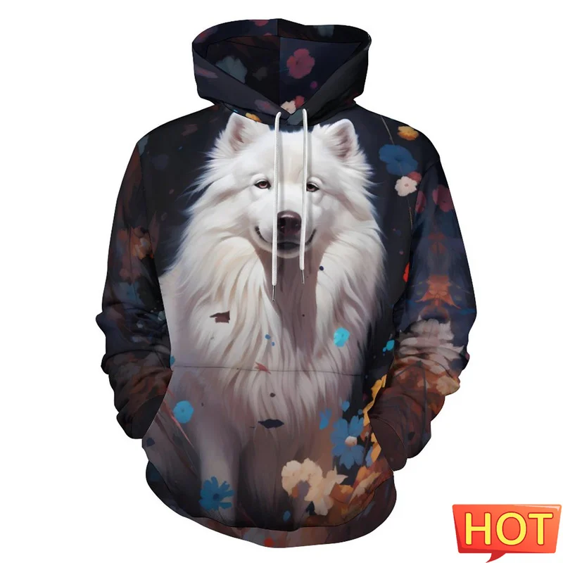 

Harajuku 3D Printing Cute Animal Siberia Samoyed Hoodies Doggy Samoyedskaya Graphic Hooded Sweatshirts Funny Mens Clothing Tops