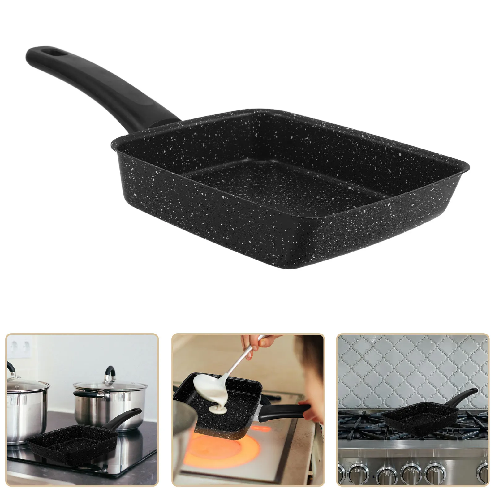 Nonstick Japanese Egg Pan Rectangular Flat Griddle for Tamagoyaki Pancakes Crepes Steak Cooking Versatile Stovetop Compatible