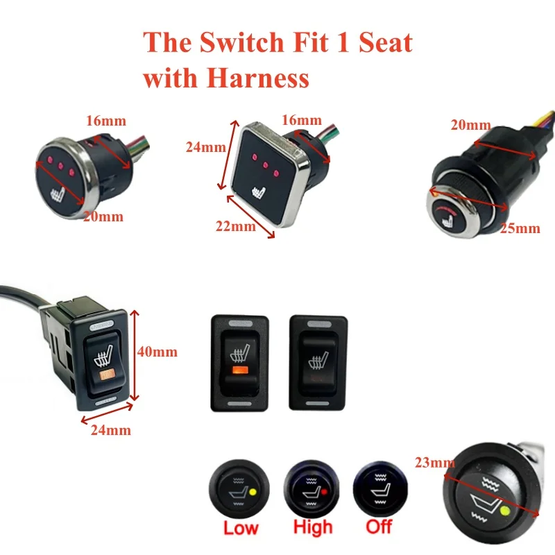 1 قطعة استبدال أجزاء العالمي 12 فولت المدمج في مقعد السيارة سخان التحكم التبديل نظام زر التبديل لمقعد واحد #1