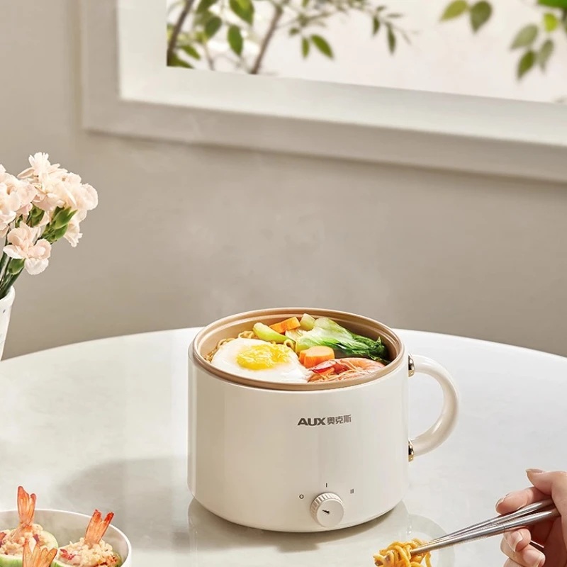 وعاء طباخ كهربائي صغير، تصميم تبخير وغليان 2 في 1، طلاء غير لاصق، غطاء بصري، سلك قابل للإزالة، تخزين مدمج