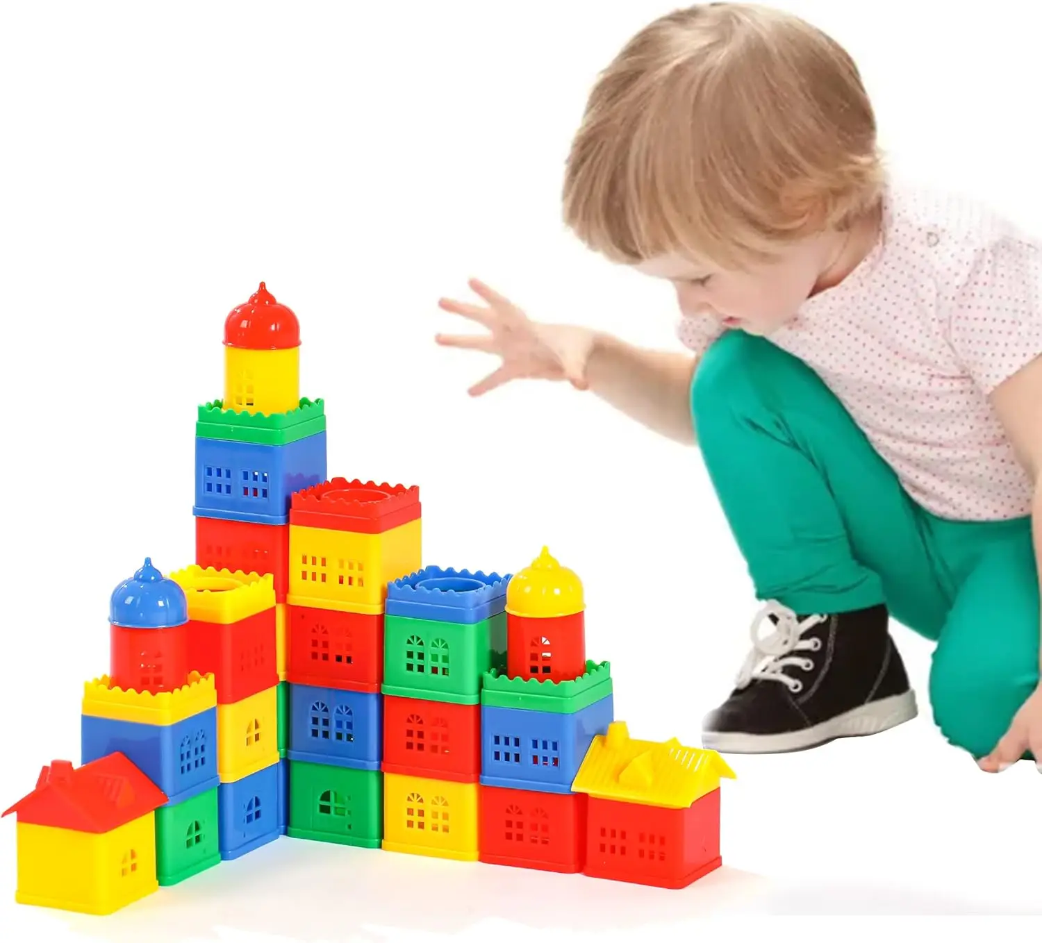 Toddler Building Blocks for Kids Ages 4-8, Toddler Blocks Stacking Toys, Fun House Big Blocks Building Sets with 10” x 10” Basep