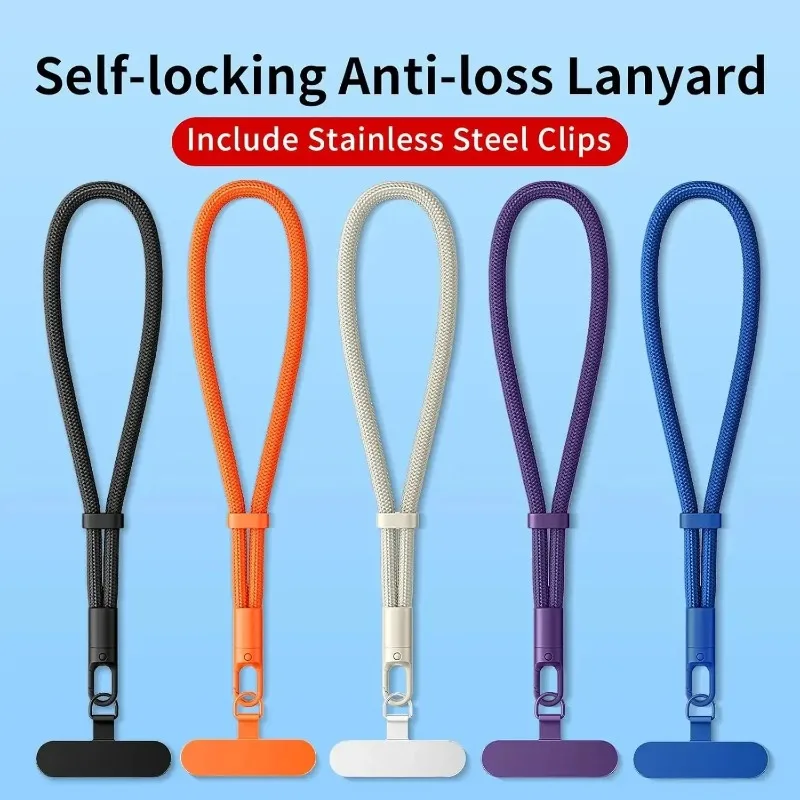 Universal Adjustable Mobile Phone Lanyard, Short Wrist Strap with Self-Locking Design, Durable Polyester Phone Strap