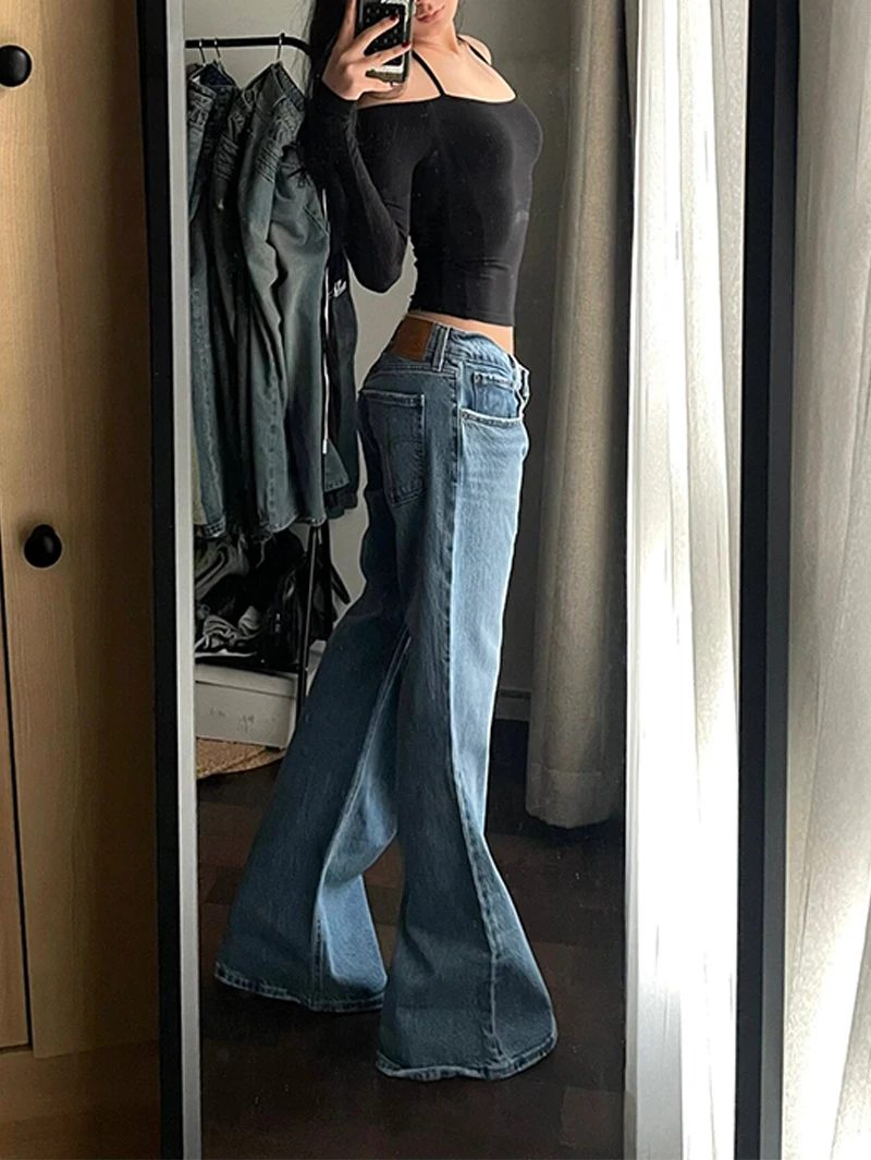 2024 Jeans blu Vintage da donna pantaloni larghi da Cowboy a vita alta Harajuku pantaloni dritti in Denim anni '90 Y2k Trashy 2000s vestiti