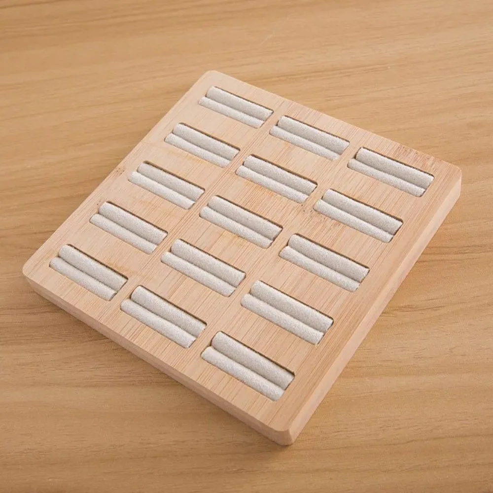 15 Grids Ring Storage Tray Exquisite Design Wooden Jewelry Display Rack Support Stand Velvet Lining Jewelry Earrings Organizer