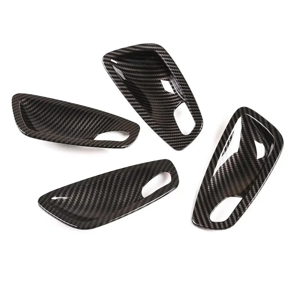 For BMW 1 Series E81 E82 E87 E88 Carbon Fiber Car Interior Door Handle Bowl Cover Trim Chrome ABS 2007-2011 Accessories 2/4PCS