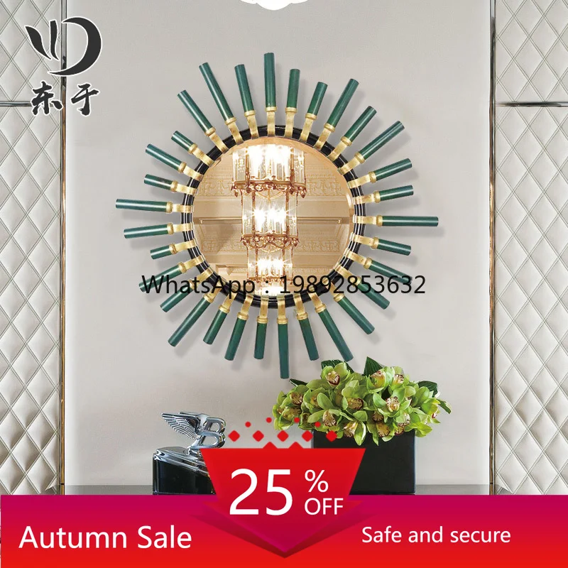 

LY Modern Round Iron Art Decorative Mirror Sofa TV Background Wall Decoration Living Room Wall Decor Creative Entrance Mirror