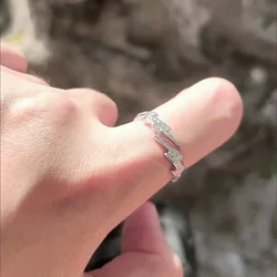 2024 New Hip Hop Silver Color Lightning Open Rings for Women Men Trendy Irregular EKG Index Finger Ring Personality Jewelry Gift