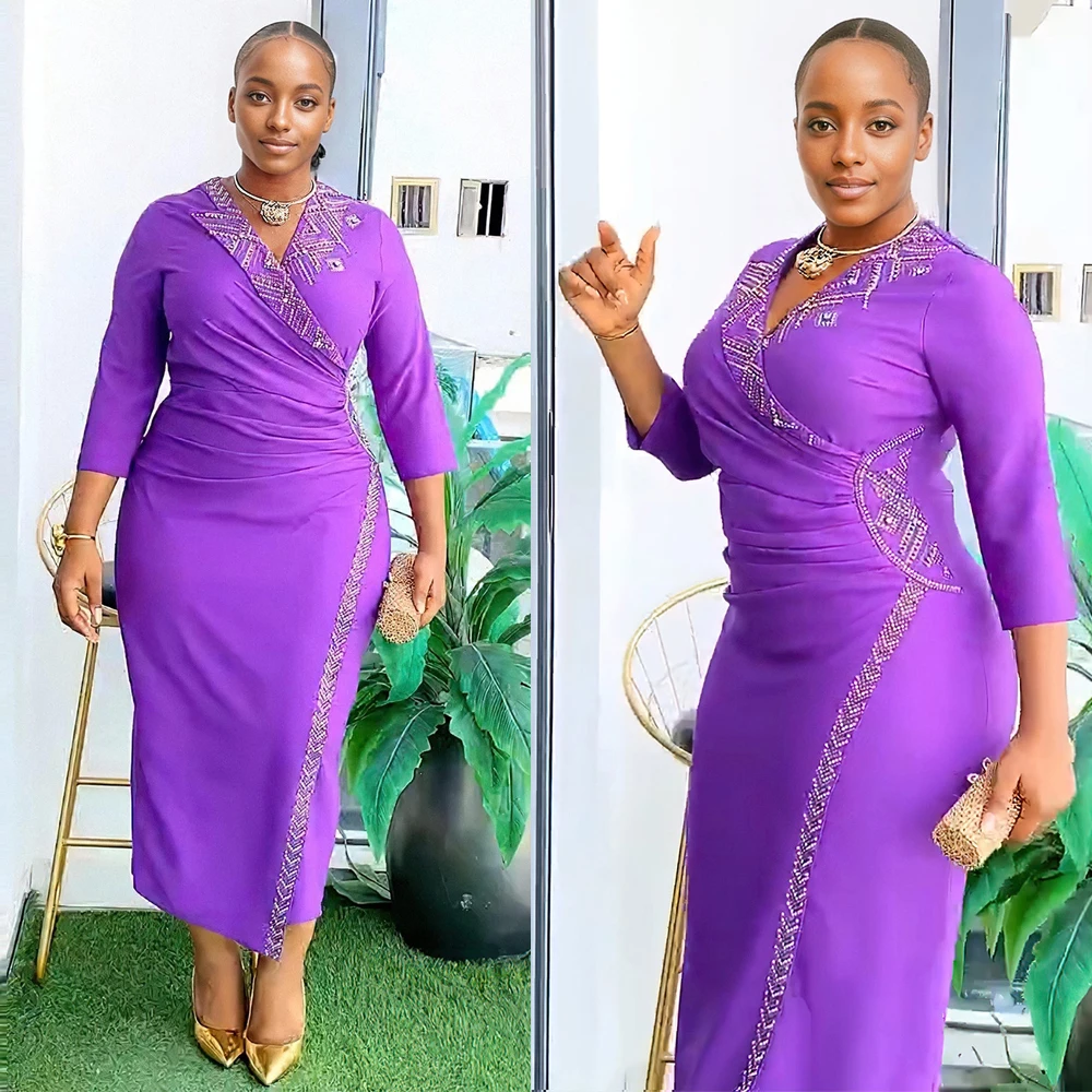 

Plus Size African Dresses for Women Diamond Evening Wedding Party Dress Turkey Kaftan Dubai Abaya Ankara Dashiki Africa Clothing