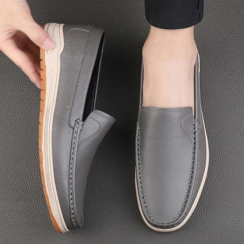 Luxury Brand Men\'s Loafer Shoes Genuine Leather Shoes Slip-on Business Shoe Wedding Shoes High Quality Man Breathable Drive Flat