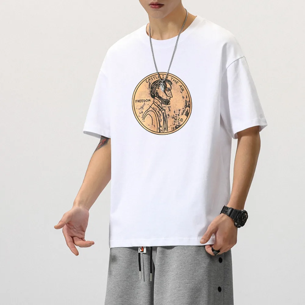 

Soft Loose Cotton T-shirt Short Sleeve Cartoon Plus Size Pullover Shirt O-neck Ins Couple Clothing Tees Women Men