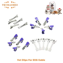 5 PCS Multi-Function Veterinary EKG Adapter VET Alligator Clip Clamp PET ECG Electrode For ECG Cable Snap 4.0 Din 3.0 Banana 4.0