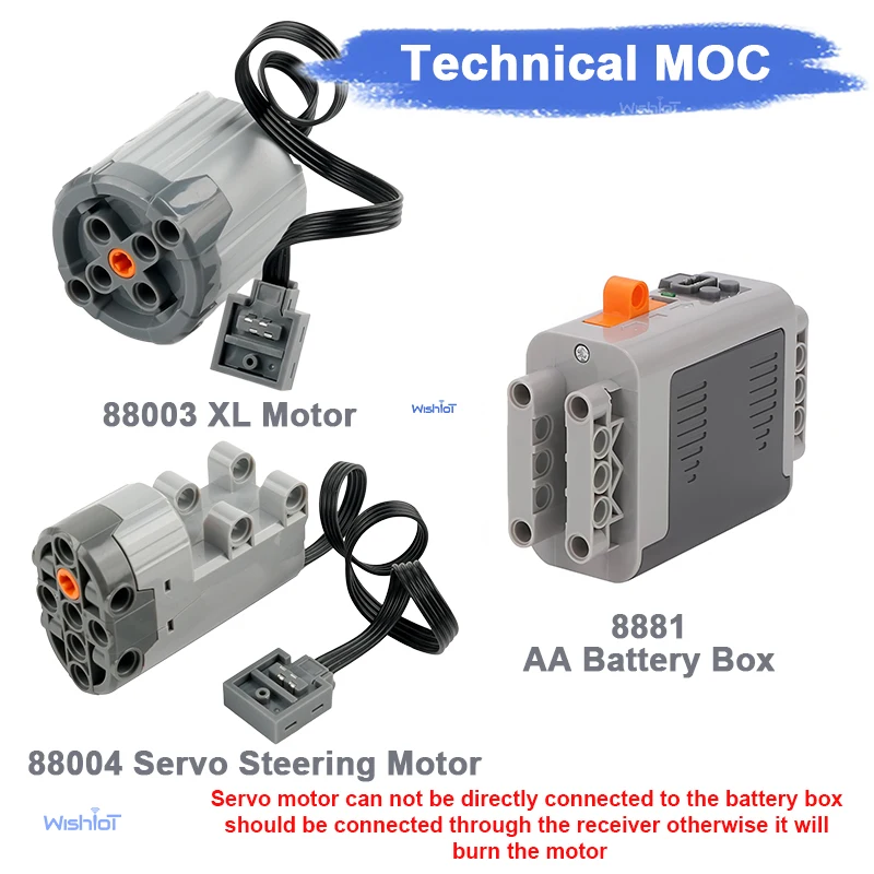 

Серводвигатель XL Motor 8882, батарейный отсек 88004 AA, корпус 8881, блоки Power Functions MOC Technology PF для технических строительных деталей