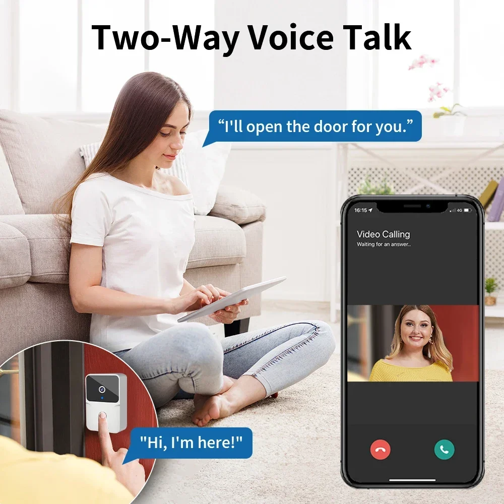 TNCE Tuya WiFi Doorbell With Camera Wireless Video Doorbell WIFI HD Outdoor Phone Door Bell Camera Security Video Intercom