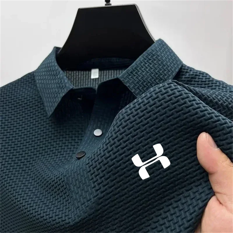 

Men's 2026 summer new style loose and comfortable short-sleeved polo shirt, ice silk breathable business and fashionable T-shirt