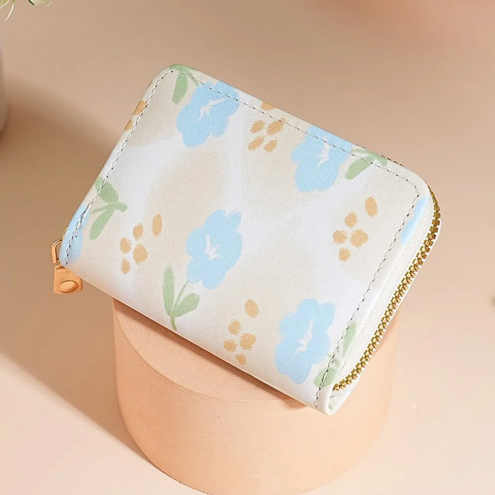 

Cute PU Leather Card Case Multi-slot Zipper ID Card Holder Large Capacity Card Bag