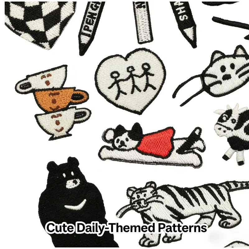 

68PCS/LOT Large Animal Embroidery Patches, Big Black Bear Iron on Appliques for Denim Jacket Backpack